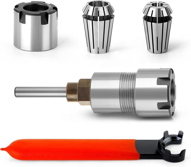 MEIGGTOOL 1/4 Inch Shank Router Bit Extension Collets ER20M Extender Chuck Converter Adapter, Convert 1/2-Inch & 1/4-Inch Shank Bits for Milling Lathe Tool Workholding and CNC Engraving Machine - Image 1